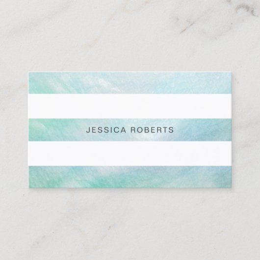 Aqua Blue Mother Pearl Stripes Pattern Visitenkarte (Vorderseite)
