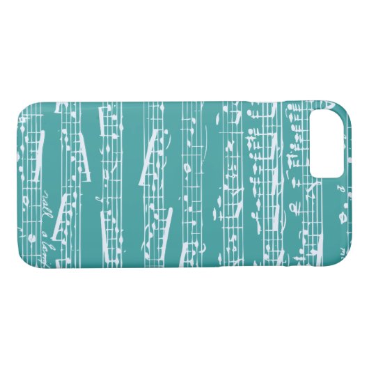 Aqua Blue Musiknotens Case-Mate iPhone Hülle (Rückseite (Horizontal))