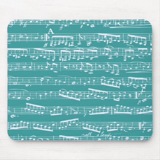 Aqua Blue Musiknotens Mousepad (Vorne)
