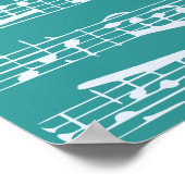Aqua Blue Musiknotens Poster (Ecke)