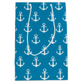 Aqua Blue Nautical Anchors Mittlere Geschenktüte (Vorderseite)