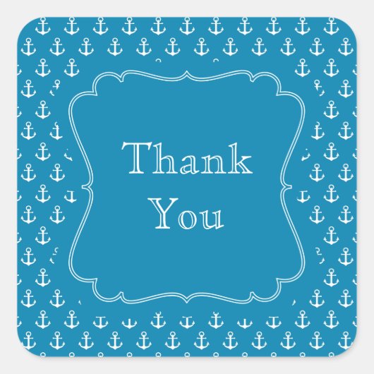 Aqua Blue Nautical Anchors Quadratischer Aufkleber (Vorderseite)