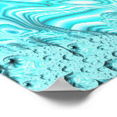 Aqua Blue Nautilus Muschel Spiral Fraktal Abstrakt Poster (Ecke)