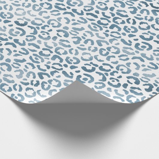 Aqua Blue Navy Leopard Print Geschenkpapier (Ecke)