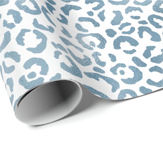 Aqua Blue Navy Leopard Print Geschenkpapier (Rolleneckpunkt)