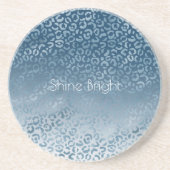 Aqua Blue Navy Ombre Leopard Print Getränkeuntersetzer (Vorne)