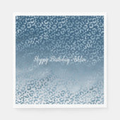 Aqua Blue Navy Ombre Leopard Print Serviette (Vorderseite)