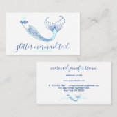 Aqua Blue Navy Schwanz Mermaid Visitenkarte (Vorne/Hinten)