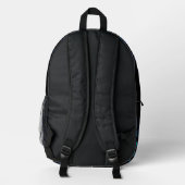 Aqua Blue Neon Honeycomb Geometrie Monogram Black Bedruckter Rucksack (Rückseite)