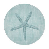Aqua Blue Ocean Beach Starfish Schneidebrett (Vorderseite)
