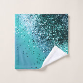 Aqua Blue OCEAN Glitzer #1 #shiny Badhandtuch Set (Waschlappen)