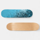 Aqua Blue OCEAN Glitzer #1 Skateboard (Horizontal)