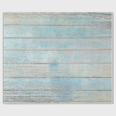 Aqua Blue Ocean Grungy Silver Gray Wood Rustikal Geschenkpapier (Flach)