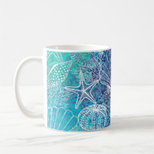 Aqua Blue Ocean Meereswelt Seashells Kaffeetasse
