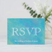 Aqua Blue Ocean UAWG Wedding Response Card RSVP Karte (Stehend Vorderseite)