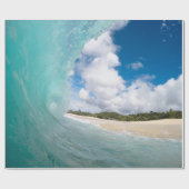 Aqua Blue Ocean Wave Tropical Paradise Geschenkpapier (Flach)