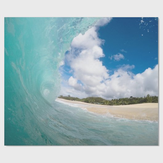 Aqua Blue Ocean Wave Tropical Paradise Geschenkpapier (Flach)