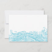 Aqua Blue Ocean Waves Beach Hochzeit RSVP Karte (Rückseite)