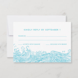 Aqua Blue Ocean Waves Beach Hochzeit RSVP Karte