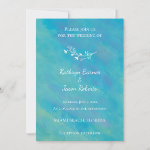 Aqua Blue Ocean Wedding Einladung