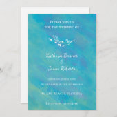 Aqua Blue Ocean Wedding Einladung (Vorne/Hinten)