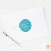 Aqua Blue Ocean Wedding Individuelle Name Runder Aufkleber (Umschlag)