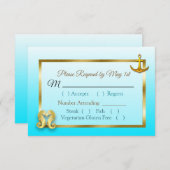 Aqua Blue Oceanic Wedding RSVP Karte (Vorne/Hinten)