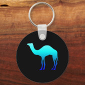 Aqua Blue Ombre Camel Silhouette auf Black Schlüsselanhänger (Vorderseite)