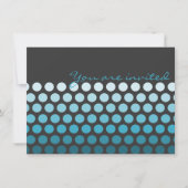Aqua Blue Ombre Dots Einladung (Vorderseite)