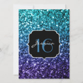 Aqua blue Ombre Glitzer Glitzern Sweet 16 Invite Einladung (Vorderseite)