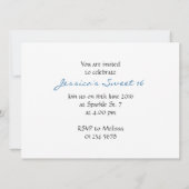 Aqua blue Ombre Glitzer Glitzern Sweet 16 Invite Einladung (Rückseite)