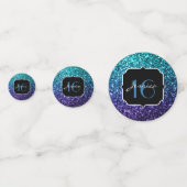 Aqua blue Ombre Glitzer Glitzern Sweet 16 Konfetti (Vorderseiten)