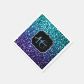 Aqua blue Ombre Glitzer Glitzern Sweet 16 Serviette (Ecke)