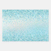 Aqua Blue Ombre Glitzy Sparkle Glitzer Geschenkpapier Set (Vorderseite 3)