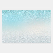 Aqua Blue Ombre Glitzy Sparkle Glitzer Geschenkpapier Set (Vorderseite)