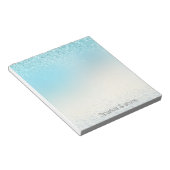 Aqua Blue Ombre Glitzy Sparkle Glitzer Notizblock (angewinkelt)
