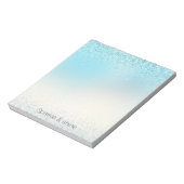 Aqua Blue Ombre Glitzy Sparkle Glitzer Notizblock (Rotiert)