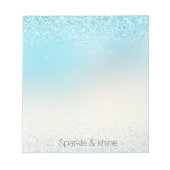 Aqua Blue Ombre Glitzy Sparkle Glitzer Notizblock (Vorderseite)