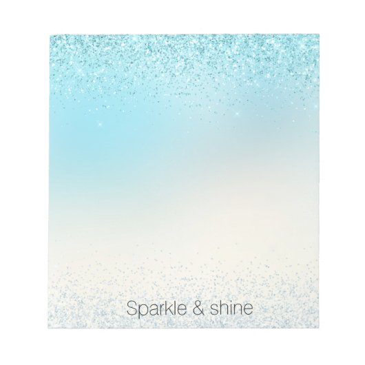Aqua Blue Ombre Glitzy Sparkle Glitzer Notizblock (Vorderseite)