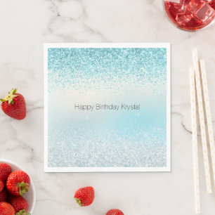 Aqua Blue Ombre Glitzy Sparkle Glitzer Serviette