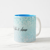 Aqua Blue Ombre Glitzy Sparkle Glitzer Zweifarbige Tasse (VorderseiteRechts)