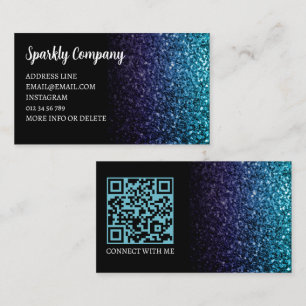 Aqua Blue Ombre Imitate funkeln schwarz eleganten  Visitenkarte