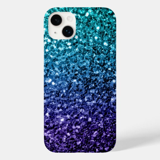Aqua blue Ombre Imitate Glitzer Glitzern Case-Mate iPhone Hülle (Rückseite)