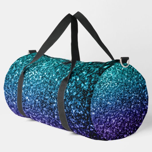 Aqua blue ombre Imitate Glitzer Glitzern Duffle Bag (Linke Ecke)