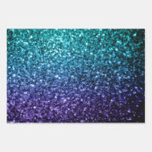 Aqua blue Ombre Imitate Glitzer Glitzern Geschenkpapier Set (Vorderseite 3)