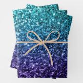 Aqua blue Ombre Imitate Glitzer Glitzern Geschenkpapier Set (Beispiel)
