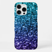 Aqua blue Ombre Imitate Glitzer Glitzern iPhone Hülle (Rückseite)