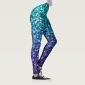 Aqua blue Ombre Imitate Glitzer Glitzern Leggings (Rechts)