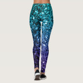 Aqua blue Ombre Imitate Glitzer Glitzern Leggings (Rückseite)