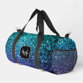 Aqua Blue ombre Imitate Glitzer Glitzern Monogram Duffle Bag (Rechte Ecke)